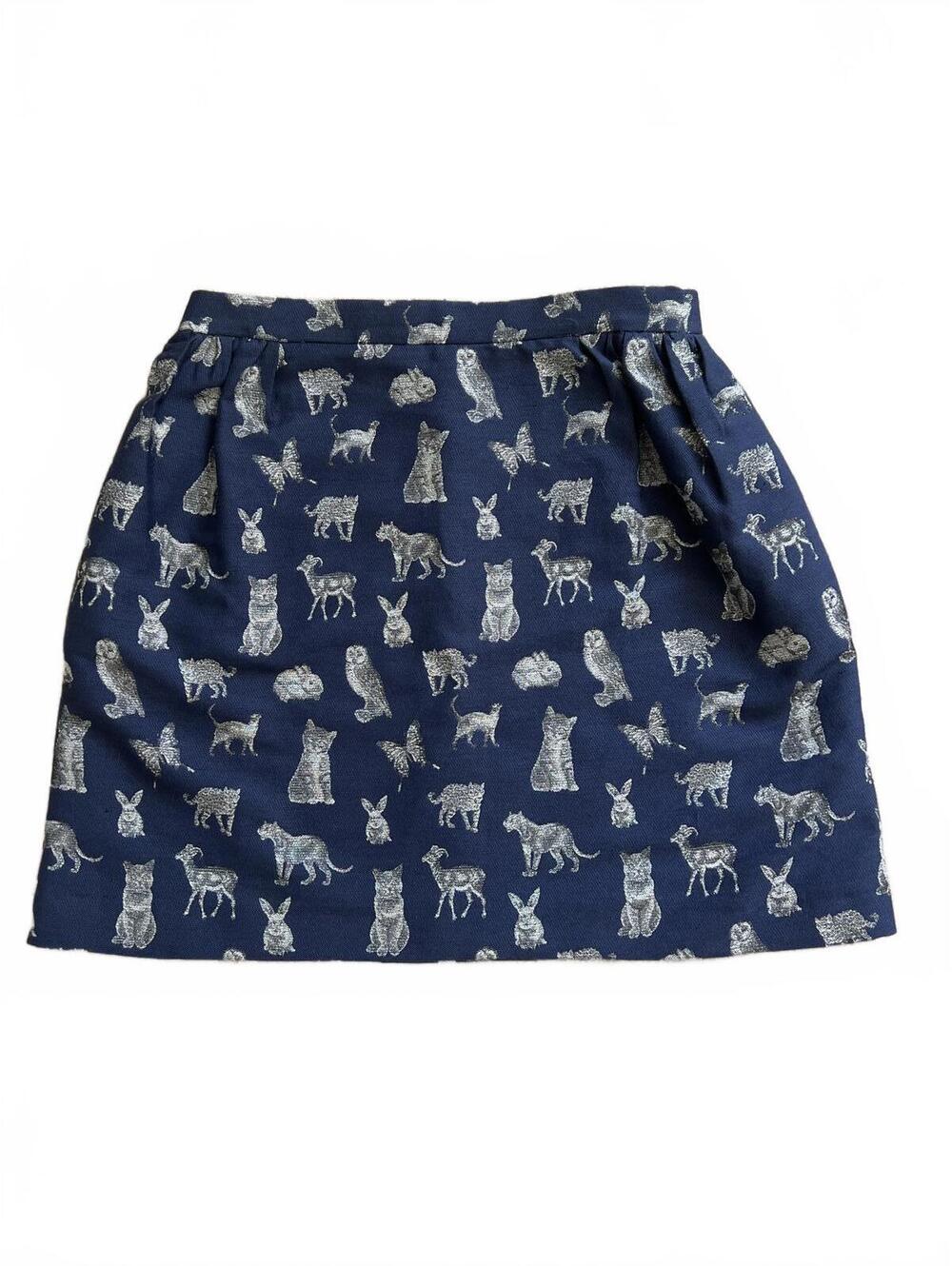 Paul & Joe Sister Anthropologie Animal Print Skirt Navy & Gray Women’s sz M